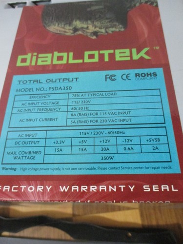 Diablotek Int.Inc DA Series 350Watt ATX Power Supply PSDA 350 - Picture 6 of 8