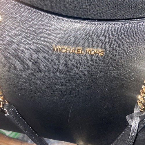 Michael Kors Jet Set Travel Tote Bag Purse - Black With Gold Chain - Picture 9 of 14