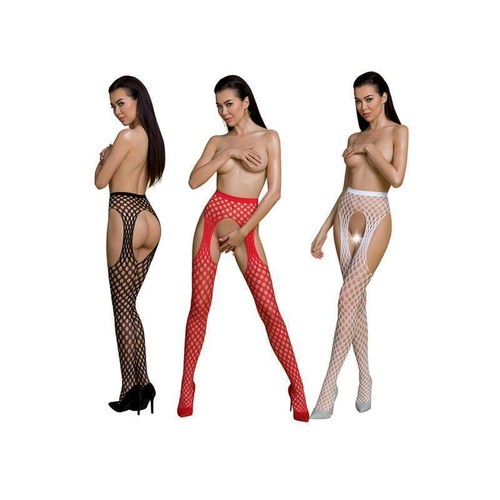 Sexy Passion Damen Fishnet-Strumpfhose in Straps-Optik Rot 34/36/38 #AC1381 - Bild 8 von 8