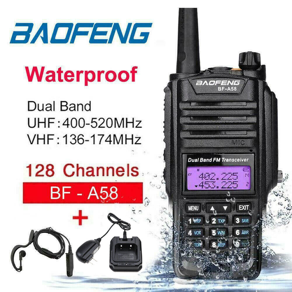 Baofeng BF-A58 IP67 Waterproof Two Way Radio VHF/UHF Dual Band Walkie Talkie New