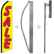 Sale Yellow/Red 15' Tall Swooper Flag  Pole Kit Feather Super Bow Banner