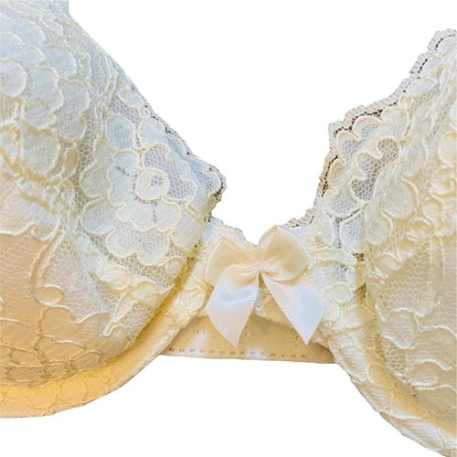 Vintage Victoria's Secret Gold Label Padded Lace Bra 38B Ivory Sexy VTG VS Retro - Picture 7 of 9