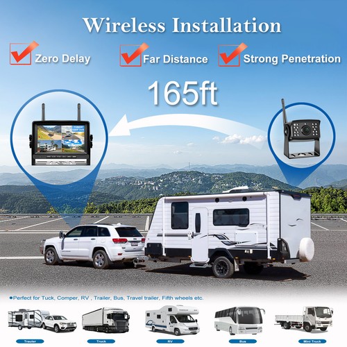 Drahtlose 7" Split Monitor DVR +1080P Rückfahrkamera für Auto Wohnmobil LKW Bus Rückfahrkamera - Bild 8 von 23