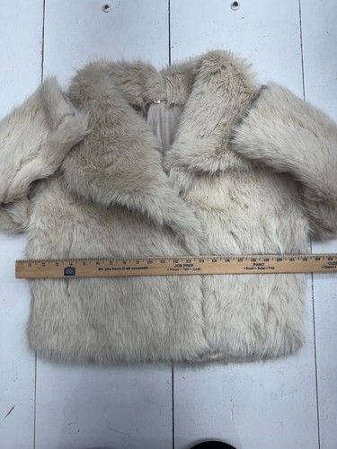 Shein Beige Faux Fur One Button Over Coat Womens Size Small - Picture 6 of 6