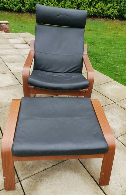 IKEA Poang Black Leather Chair for sale online | eBay