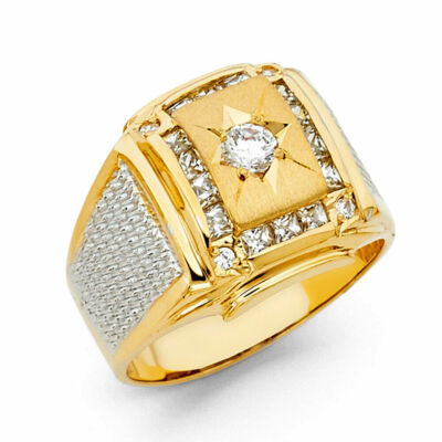14K Yellow Gold Cubic Zirconia Men's Gold Ring / Avg. Weight