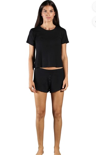 PLÜSCH BEKLEIDUNG von Revolve schwarz Micro Thermo Pyjama Set PJ Top & Shorts Medium - Bild 2 von 5