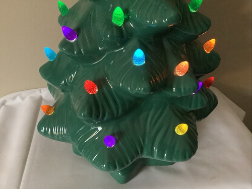 Mr. Christmas Lighted Ceramic Tree 14” Green Timer Centerpiece in Box 472 - Picture 7 of 11