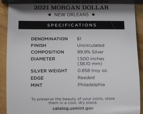 2021-O MORGAN DOLLAR - OGP W/ COA - FREE SHIPPING! - Picture 4 of 4