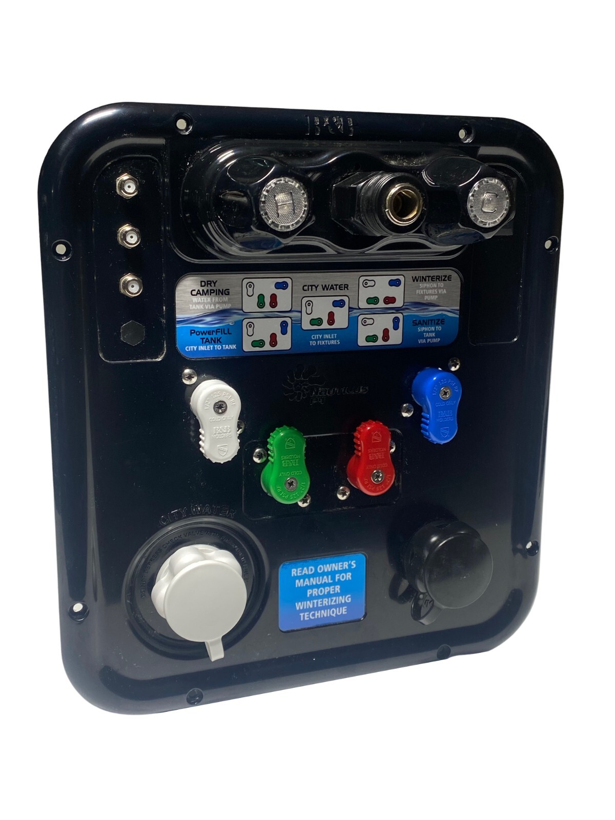 B&B Nautilus P4 Water Management Panel City Water Tank Flush Black Camper RV eBay