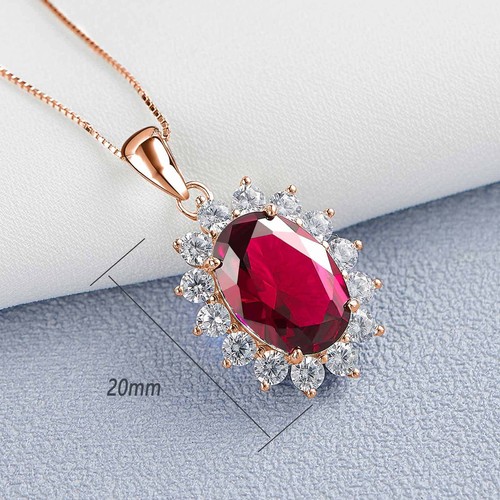 Ruby Gemstone Necklaces for Women Sterling Silver Oval Cut Pendant 18" Chain - Bild 7 von 7