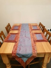 (12 sets BULK) Handmade Table Runner  & 6pcs Placemats Silk Blend Xmas Banquet