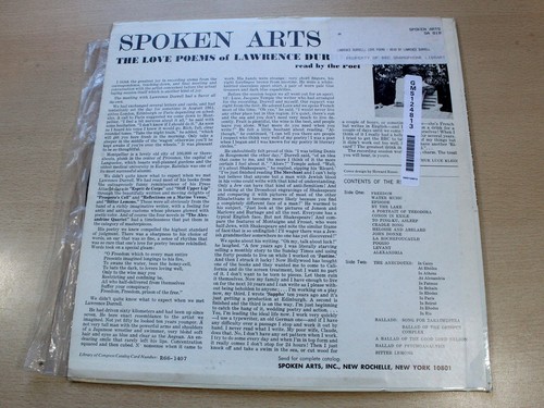 Lawrence Durrell/The Love Poems/1963 LP/Ex BBC Gramophone Library/EX- - Picture 2 of 11