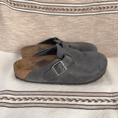 Birkenstock Boston Clogs Gr. 38 Damen 7 Herren 5 schwarz taupe Wildleder Leder Sandalen