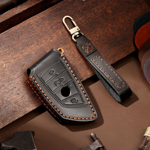 Leather Key Case Fob Holder Shell Cover For BMW X1 X3 X5 X6 X7 5 7 Series G30 - Picture 4 of 13