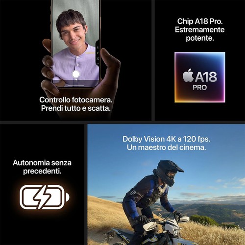 Apple iPhone 16 Pro 5G 256GB Nuovo Originale Smartphone Titanio Nero MYNH3 - Foto 7 di 8