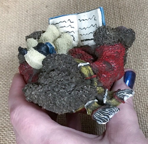 Vintage Teddybären lesen Harz Figur Mutter Kind Landhaus Kern Bauernhaus - Bild 5 von 7