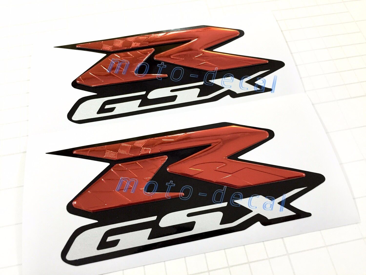 Raised 3D Chrome GSXR 1000 GSX-R 750 600 Red Streak Emblem Gas Tank Decal Bling image