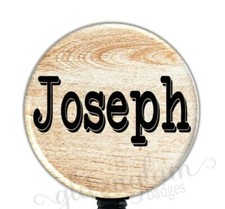 Wood Grain Badge Reel, Personalized Retractable Badge Reel, ID Badge GG4620