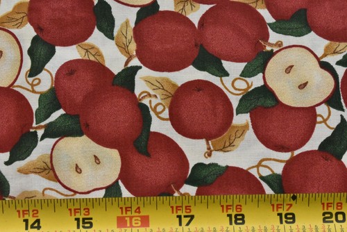 18" Long, Vintage, Red Apples on Light-Tan Quilt Cotton, Springs/Gregory, N6240