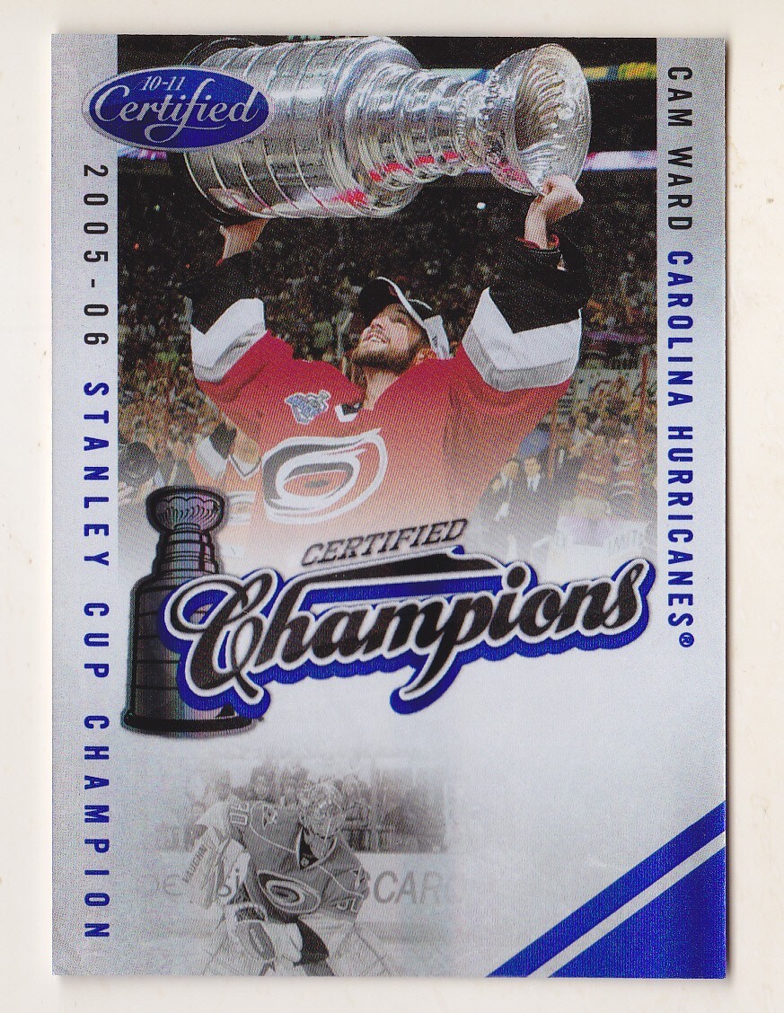 10-11 Certified Champions Cam Ward  /100 MIRROR BLUE Stanley Cup Hurricanes 2010