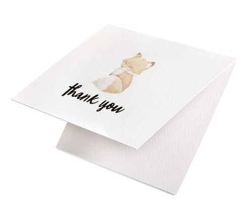 Cute Wildlife Letterpress Thank You Cards and Gray Self Seal Envelopes 36 Pack - Picture 5 of 10