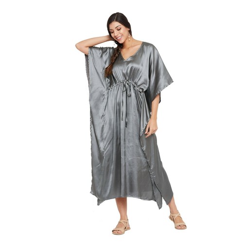 Women Plus Size Kaftan Satin Caftan Long Maxi Dress Kimono Sleeve Evening Gown - Picture 28 of 183