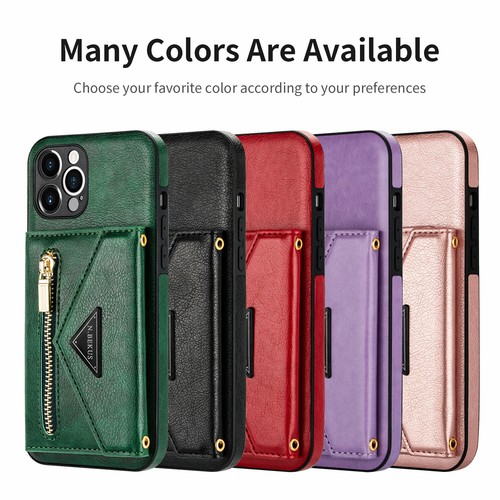 For iPhone 16 15 14 13 12 11 Pro Max Leather Wallet Crossbody Strap Stand Case - Picture 34 of 72