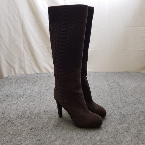 Sergio Rossi Boots Womens 35 Brown Suede Knee High Heels Tall Ladies US 5 - Picture 2 of 15