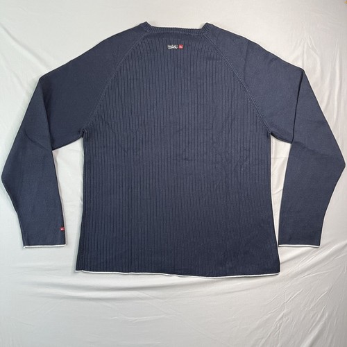 Quiksilver Sweater Mens Medium Navy Blue V Neck Pullover Long Sleeve Casual Y2K - Picture 11 of 15