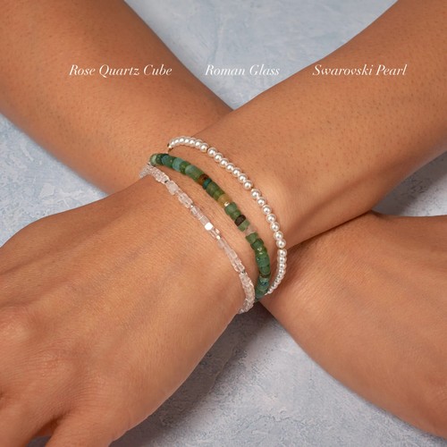 Natural 3mm Pearl Beads Minimalist Healing Delicate Bracelet Reiki Gift for Mom - Picture 3 of 3