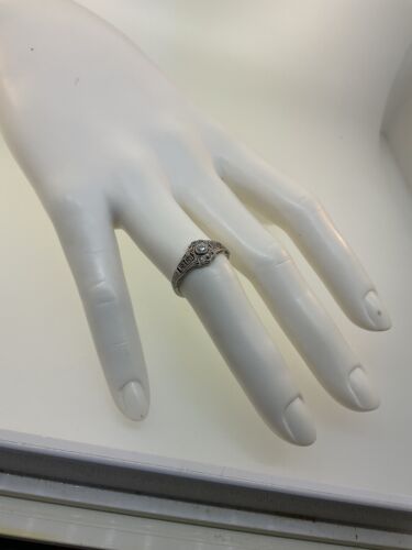 Antique Edwardian 1910’s Platinum & 18k Diamond Ring - Picture 2 of 10