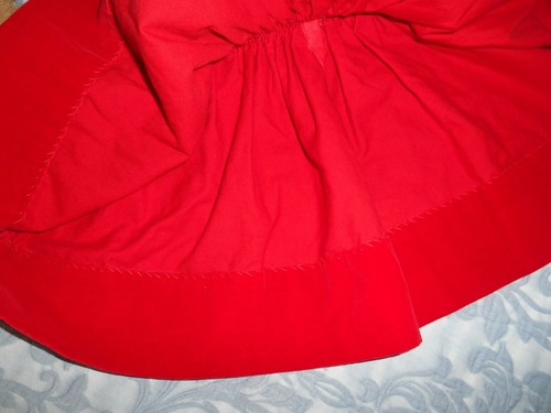 Vintage VELVET BABY DRESS JUMPER Full Skirt CHRISTMAS Handmade RED 1950-60s - Picture 9 of 10