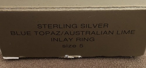 Vintage Avon 1998 NOS NIB Sterling Silver Blue Topaz Australian Lime Size 5 Ring - Picture 10 of 11