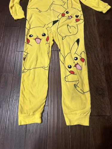 Pikachu Pokemon Pajamas Sleeper Yellow One Piece Sleepwear Unisex Youth Size XL - Picture 2 of 10