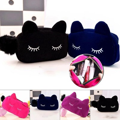Hot Cute Cartoon Cat Makeup Bag Cosmetic Purse Storage Pencil Case Pen Las Ebay