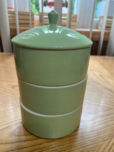 DE COLECCIÓN ORIENTAL TRES NIVELES CON TAPA APILABLE TARROS DE PORCELANA/PLATO FLORAL - Imagen 5 de 8