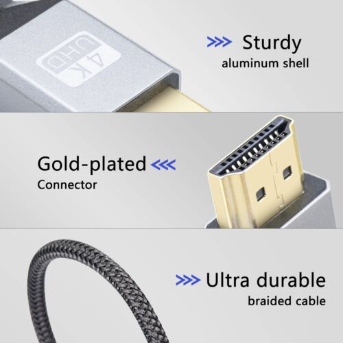 4K Micro HDMI to HDMI Adapter Cable,90 Degree Right Angle Micro HDMI Male to ... - Picture 4 of 7