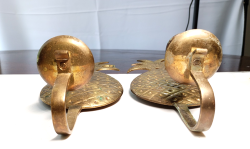 Vintage goldene Messing Ananas Wandleuchter Paar von zwei - Bild 7 von 8