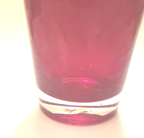 Ruby Red Heavy Drinking Glass 5.5" Tall No Damage Clear Bottom Red Body. Beauty. - Picture 5 of 9