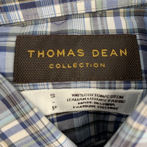 Thomas Dean Collection Mens Small Button Up Long Sleeve Shirt Plaid Cotton - Picture 4 of 12