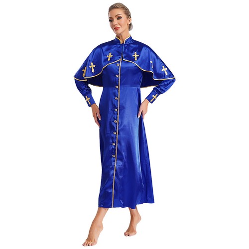Women Minister Robe Theme Party Choir Dress Smooth Silky Church Graduation Gown - 第 9/43 張圖片