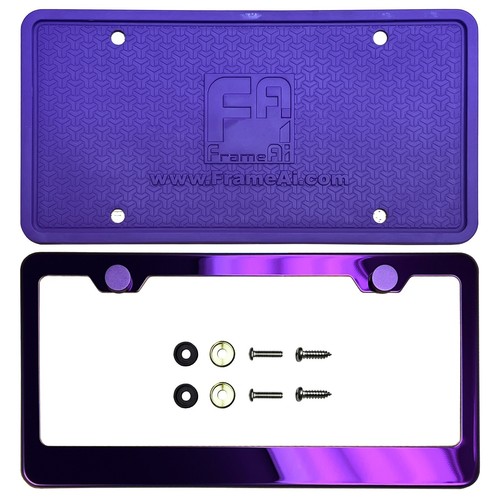 Premium Stainless Steel License Plate Frame Metal Screw Cap & Silicone Backguard - Picture 89 of 150