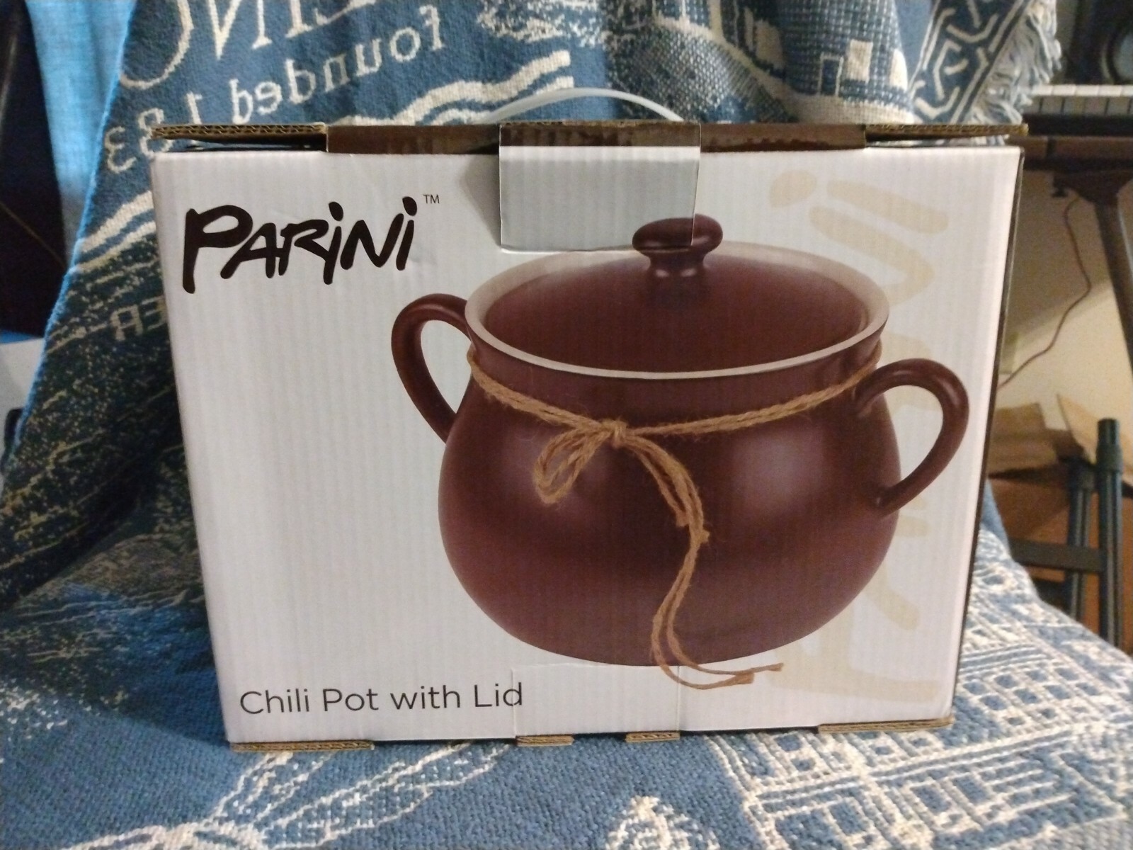 Parini Chili Pot With Lid Brown Ceramic 5 Quart Microwave Safe NEW OPEN BOX eBay