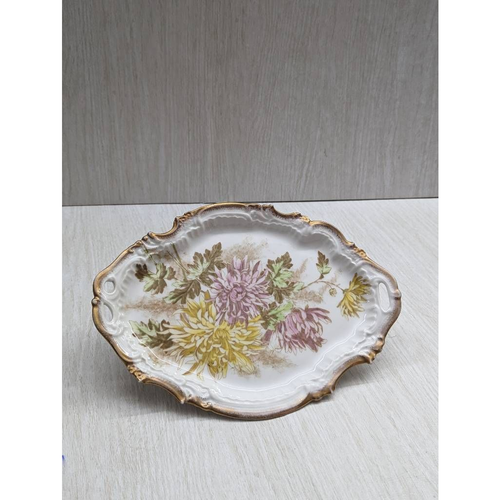 Bandeja de tocador de porcelana T&V Limoges blanco floral borde dorado Francia 11,75 pulgadas - Imagen 4 de 6