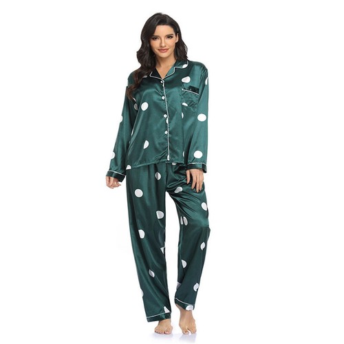 Women's Satin Pyjamas Ladies PJs Silk Long Sleeve Soft Sleepwear Nightwear Set - Bild 46 von 92