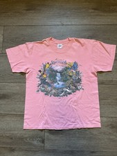 Vintage Single Stitch Cottagecore Pink Mountain Songbirds Graphic Sz L USA Made