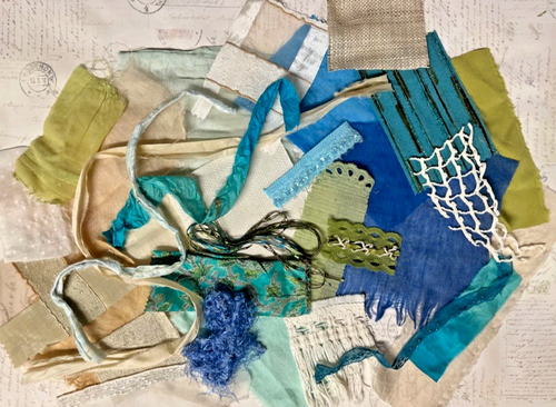 Coloraful Boho style mixed media collage art fabrics and trims bundle lot - Picture 6 of 9
