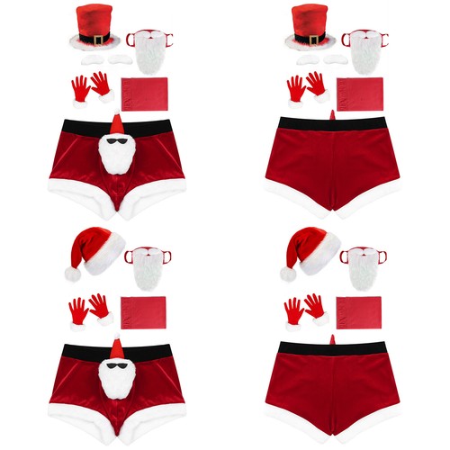 Mens Briefs Xmas Underpants Fancy Shorts Halloween Lingerie Set Elf Dress Up - Bild 2 von 28