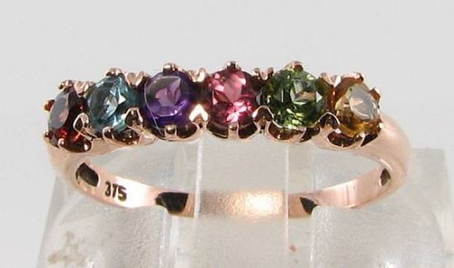 9CT 9K ROSE GOLD GARNET TOPAZ AMETHYST TOURMALINE PERIDOT CITRINE ETERNITY RING - Picture 6 of 6